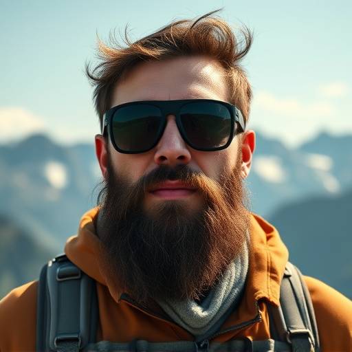David Lee, Adventure Tour Guide at Wanderlust Escapes. Man with a beard and sunglasses, wearing hiking gear in front of a mountain range.